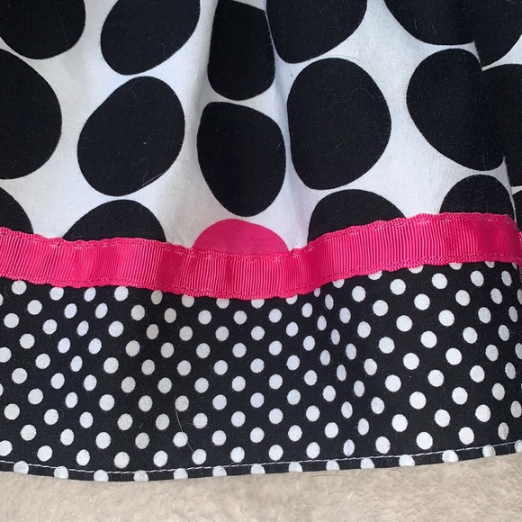 Youngland Black White Pink Polka Dot Dress 24M EUC Ties in back - Picture 10 of 10